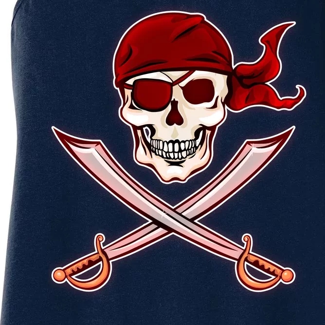 Jolly Roger Pirate Skull Flag Logo Women's Racerback Tank