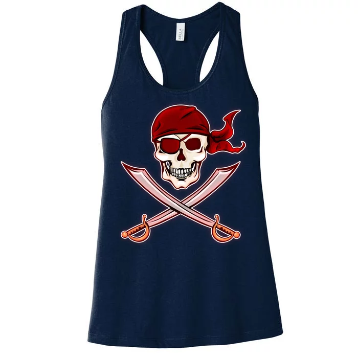 Jolly Roger Pirate Skull Flag Logo Women's Racerback Tank