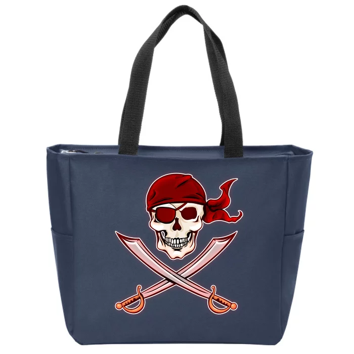 Jolly Roger Pirate Skull Flag Logo Zip Tote Bag