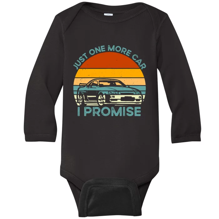 Just One More Car I Promise Funny Retro Vintage Car Lover Baby Long Sleeve Bodysuit