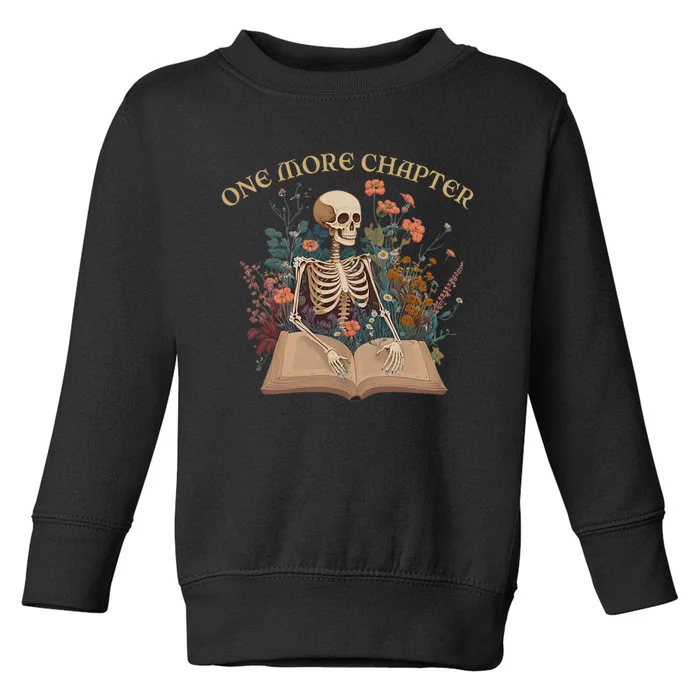 Just One More Chapter Skeleton Reading Book Lover Bookish Toddler Sweatshirt