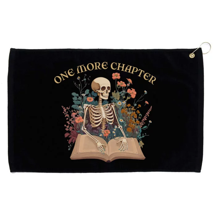 Just One More Chapter Skeleton Reading Book Lover Bookish Grommeted Golf Towel