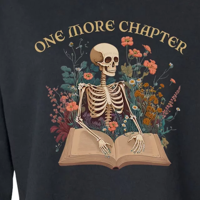 Just One More Chapter Skeleton Reading Book Lover Bookish Cropped Pullover Crew