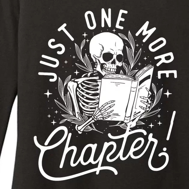 Just One More Chapter Skeleton Reader Reading Book Lover Womens CVC Long Sleeve Shirt