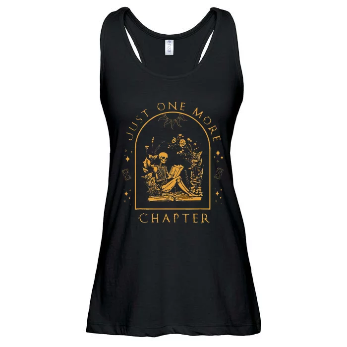 Just One More Chapter Vintage Skeleton Reading Book Reader Ladies Essential Flowy Tank