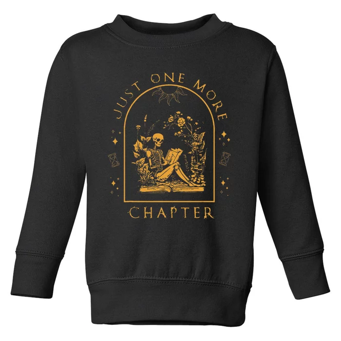 Just One More Chapter Vintage Skeleton Reading Book Reader Toddler Sweatshirt