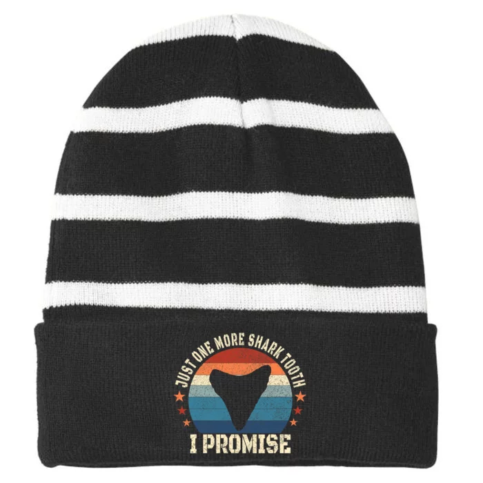 Just One More Shark Th I Promise Fossil Hunter Striped Beanie with Solid Band