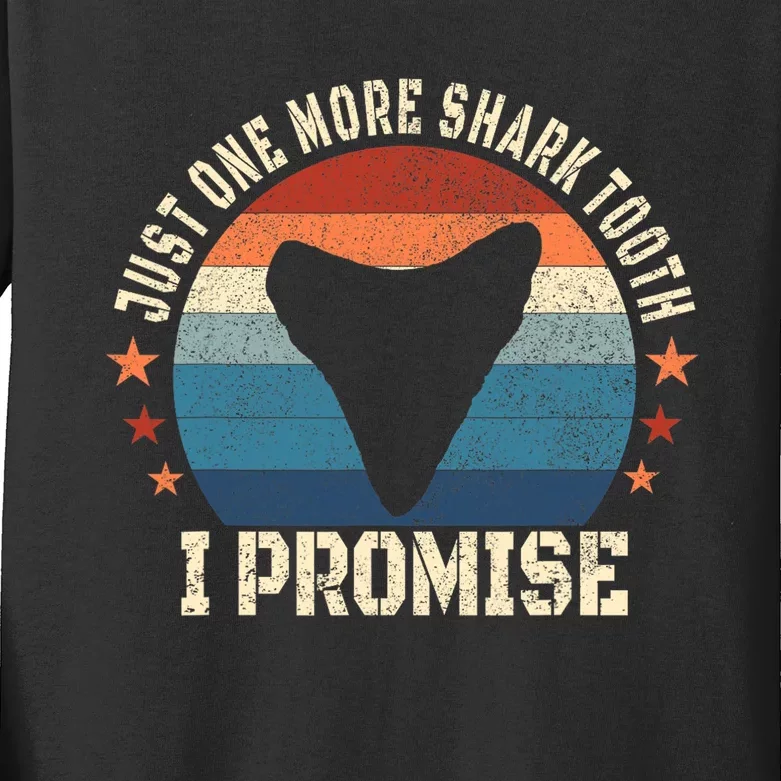 Just One More Shark th I Promise Fossil Hunter Kids Long Sleeve Shirt