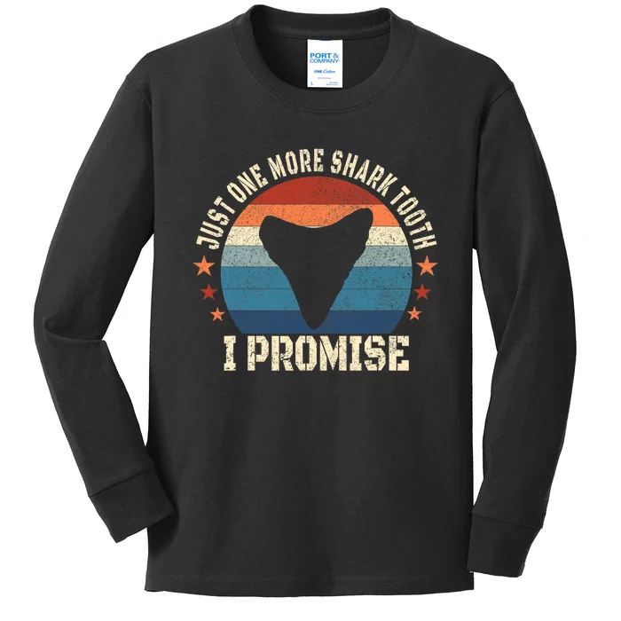 Just One More Shark th I Promise Fossil Hunter Kids Long Sleeve Shirt