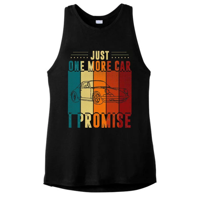 Just One More Car I Promise Car Enthusiast Retro Vintage Ladies Tri-Blend Wicking Tank