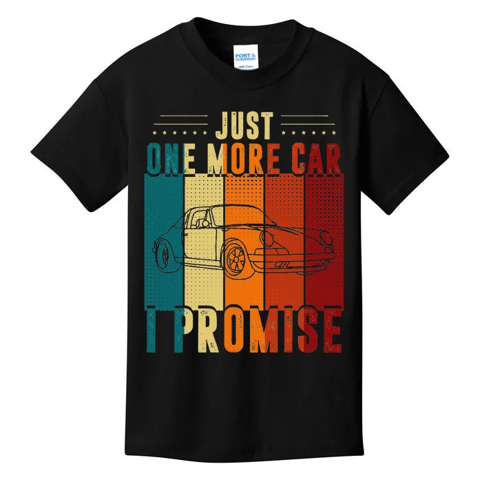 Just One More Car I Promise Car Enthusiast Retro Vintage Kids T-Shirt