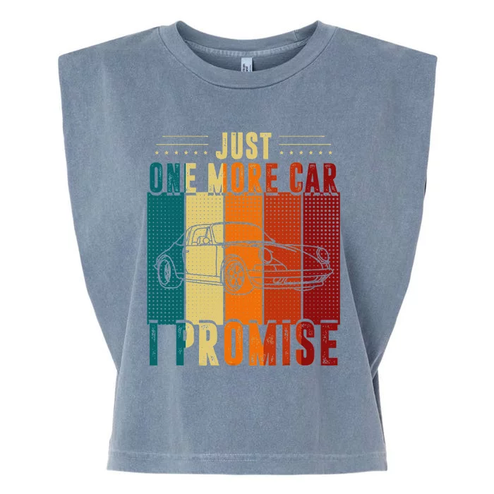 Just One More Car I Promise Car Enthusiast Retro Vintage Garment-Dyed Women's Muscle Tee