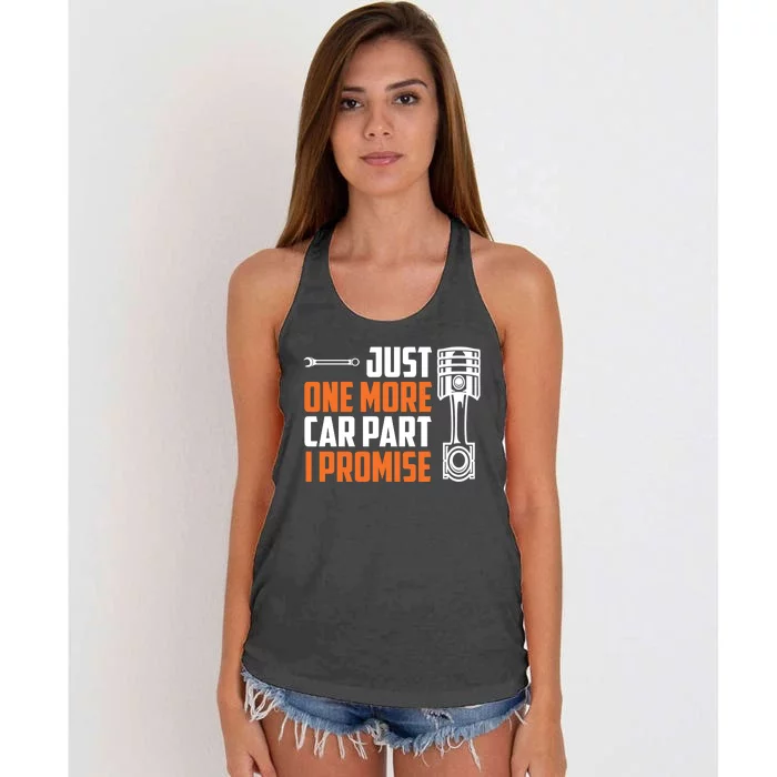 Just One More Car Part I Promise Women's Knotted Racerback Tank