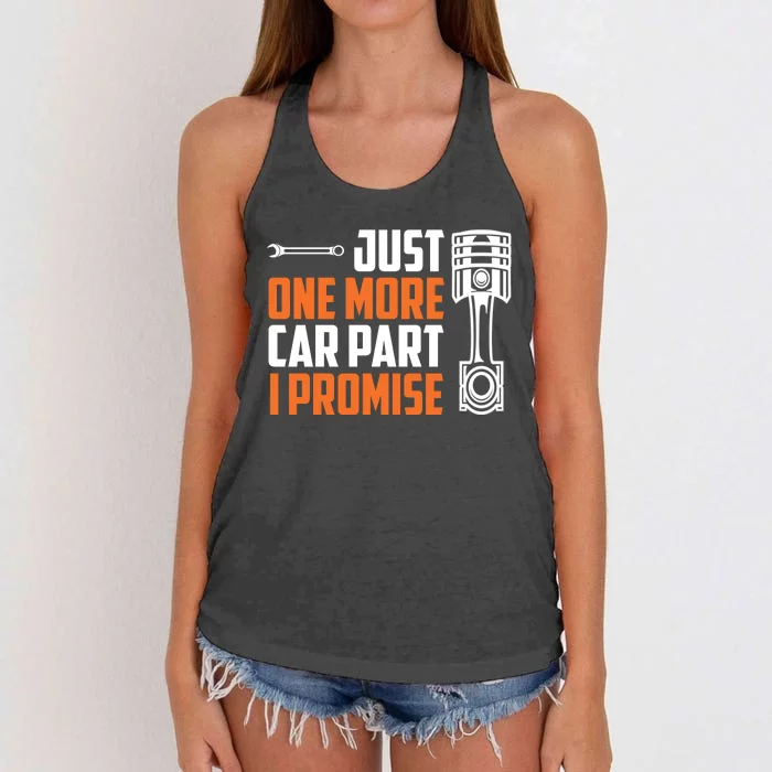 Just One More Car Part I Promise Women's Knotted Racerback Tank