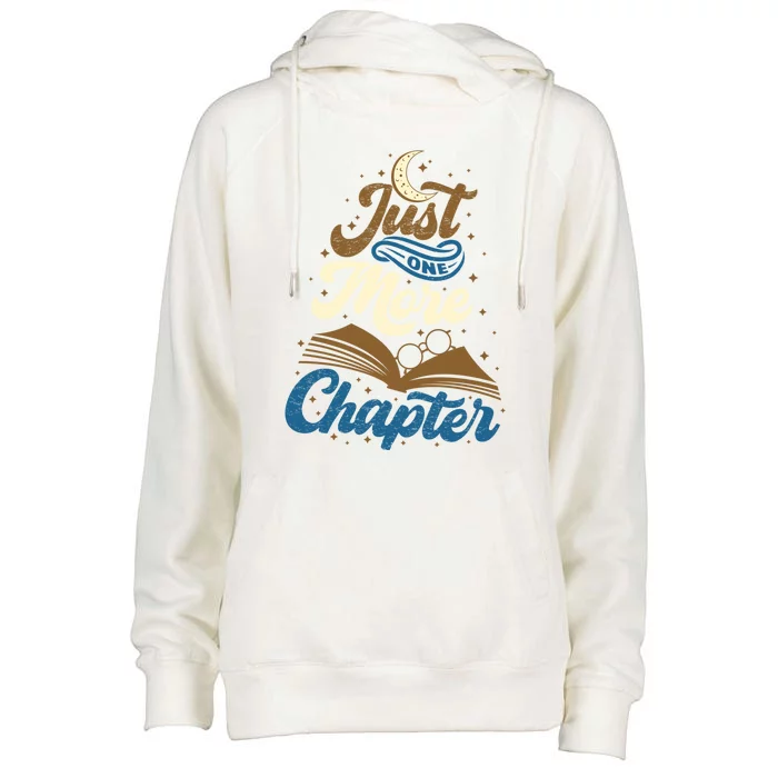 Just One More Chapter Funny Book Lover Reading Librarian Meaningful Gift Womens Funnel Neck Pullover Hood