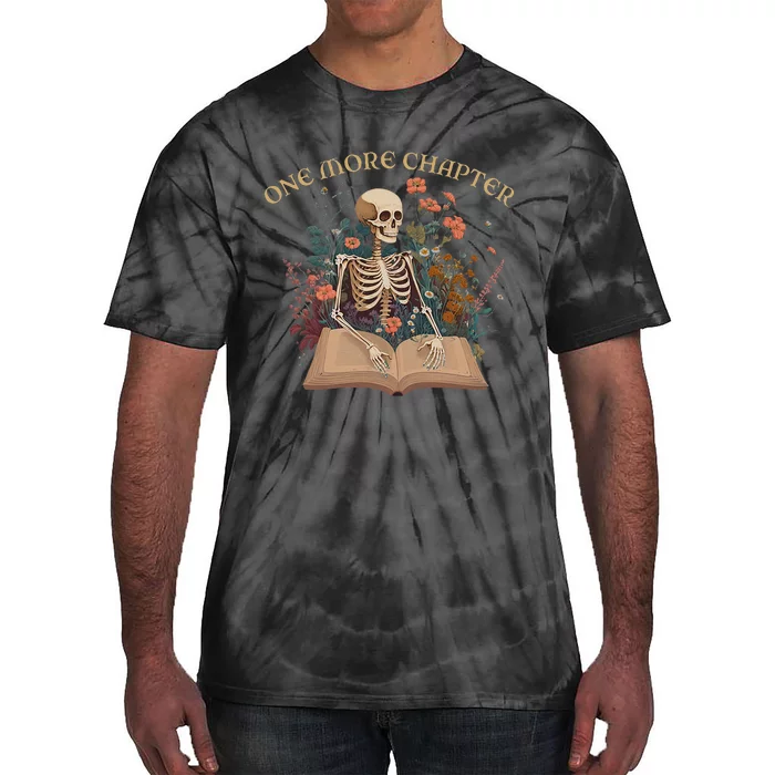 Just One More Chapter Skeleton Reading Book Lover Bookish Tie-Dye T-Shirt