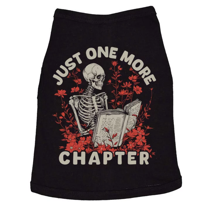 Just One More Chapter Skeleton Reading Book Lover Doggie Tank