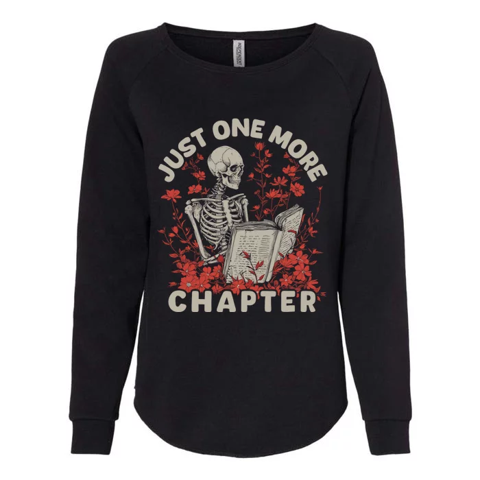 Just One More Chapter Skeleton Reading Book Lover Womens California Wash Sweatshirt