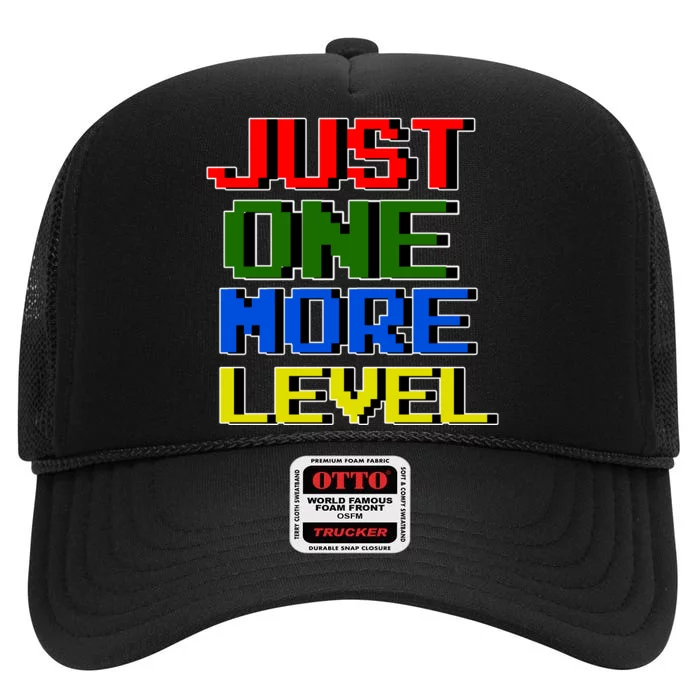 Just One More Level Funny Video Gamer High Crown Mesh Trucker Hat