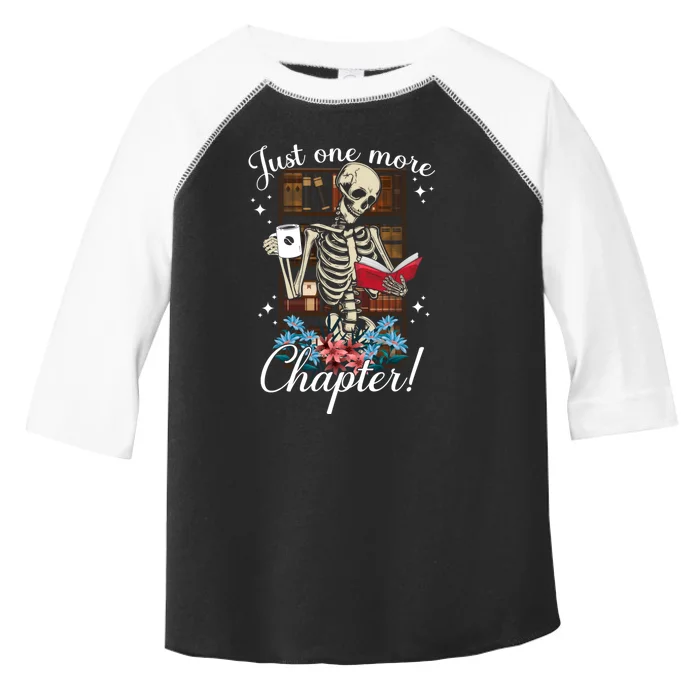 Just One More Chapter Skeleton Reading Books Coffee Funny Toddler Fine Jersey T-Shirt