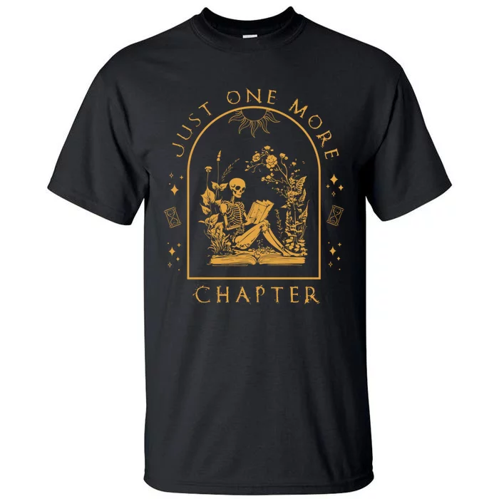 Just One More Chapter Vintage Skeleton Reading Book Reader Tall T-Shirt