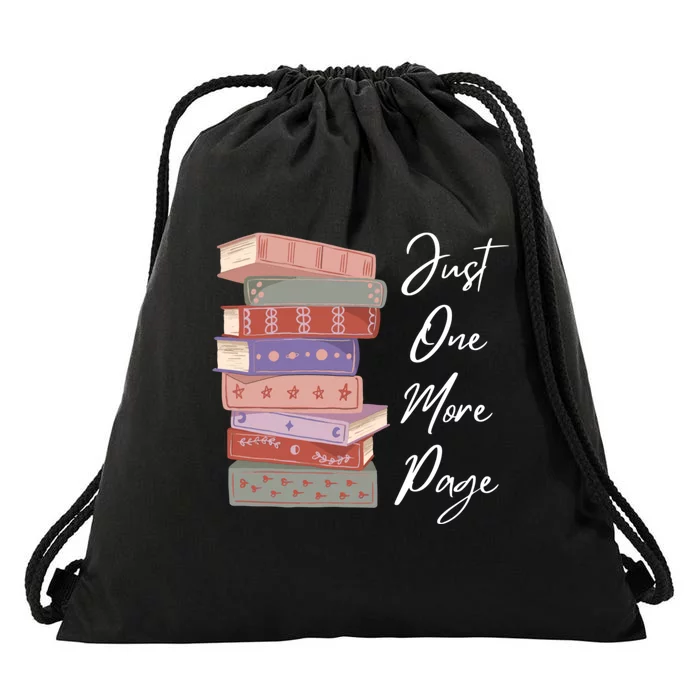 Just One More Page Book Reading Novels Funny Books Drawstring Bag