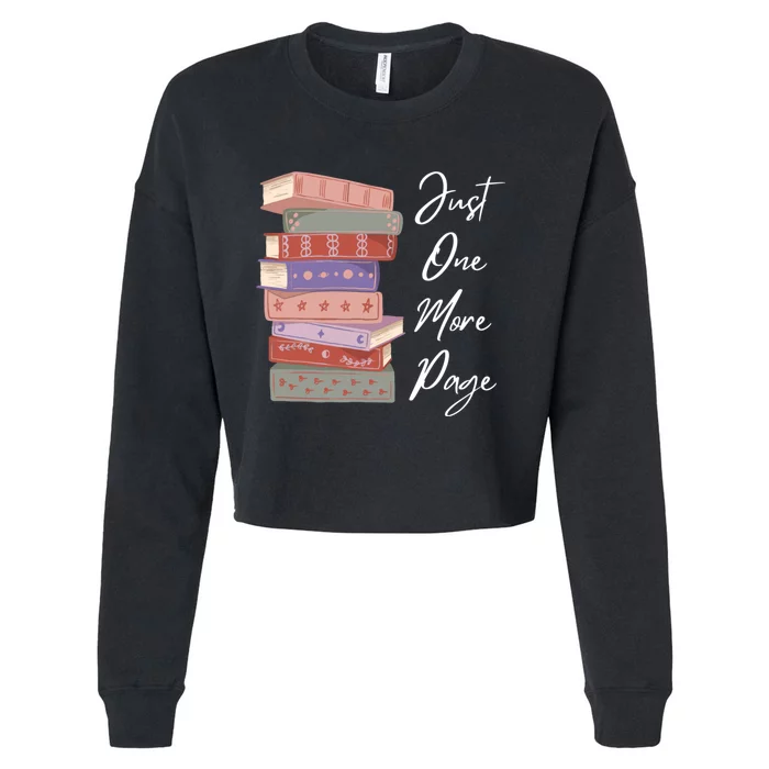 Just One More Page Book Reading Novels Funny Books Cropped Pullover Crew