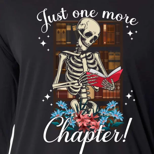 Just One More Chapter Skeleton Reading Book Lovers Funny Cooling Performance Long Sleeve Crew