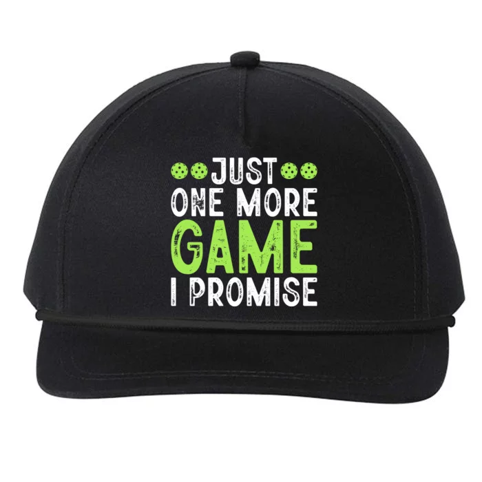 Just One More Game I Promise Pickleball Gift For Pickleball Fans Snapback Five-Panel Rope Hat