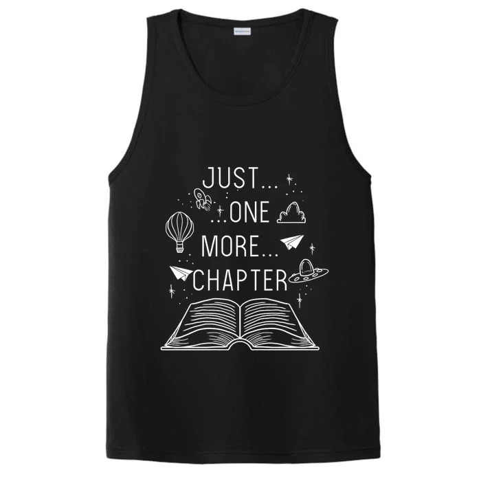 Just One More Chapter Funny Bookworm Librarian Sayings Gift Performance Tank