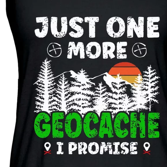 Just One More Geocache Geocacher Geocaching Fans Ladies Essential Flowy Tank