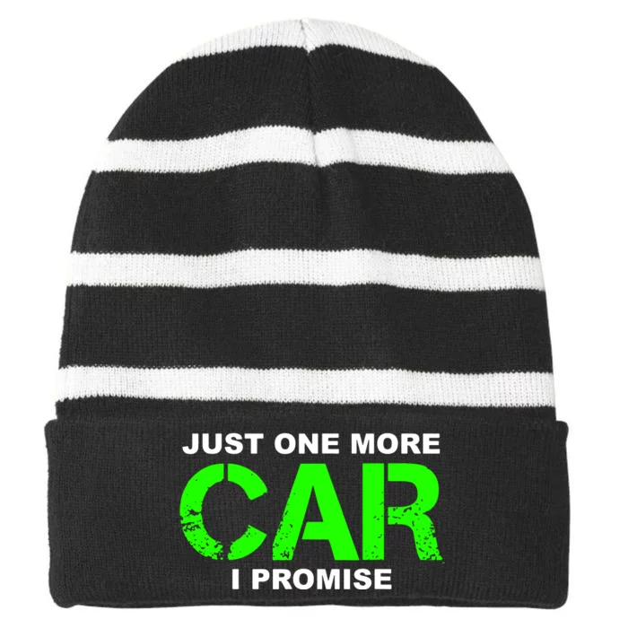 Just One More Car I Promise Striped Beanie with Solid Band