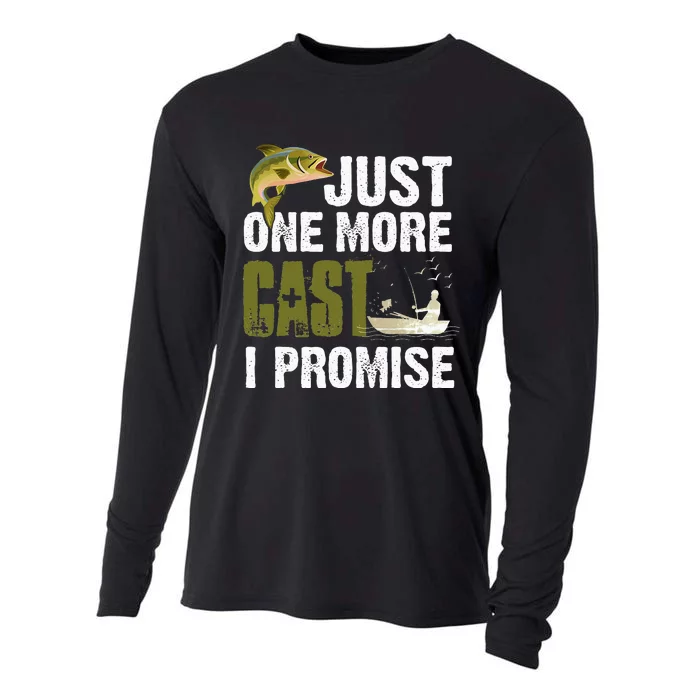 Just One More Cast I Promise Funny Fishing Cooling Performance Long Sleeve Crew