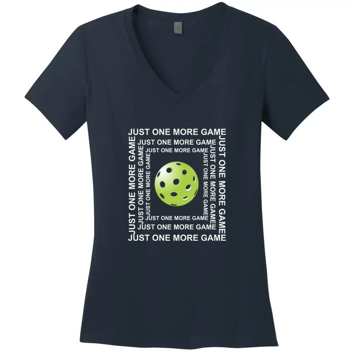 Just One More Game Square | Fun Pickleball Women's V-Neck T-Shirt