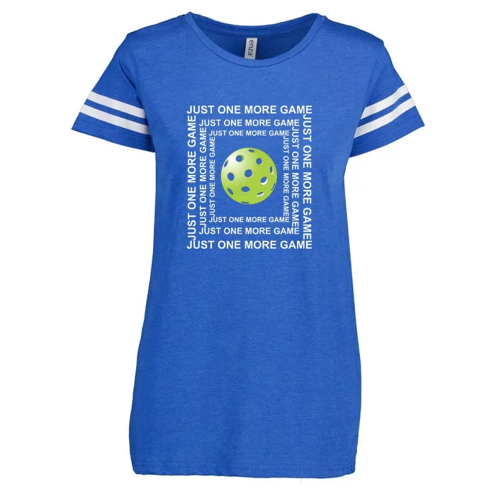 Just One More Game Square | Fun Pickleball Enza Ladies Jersey Football T-Shirt