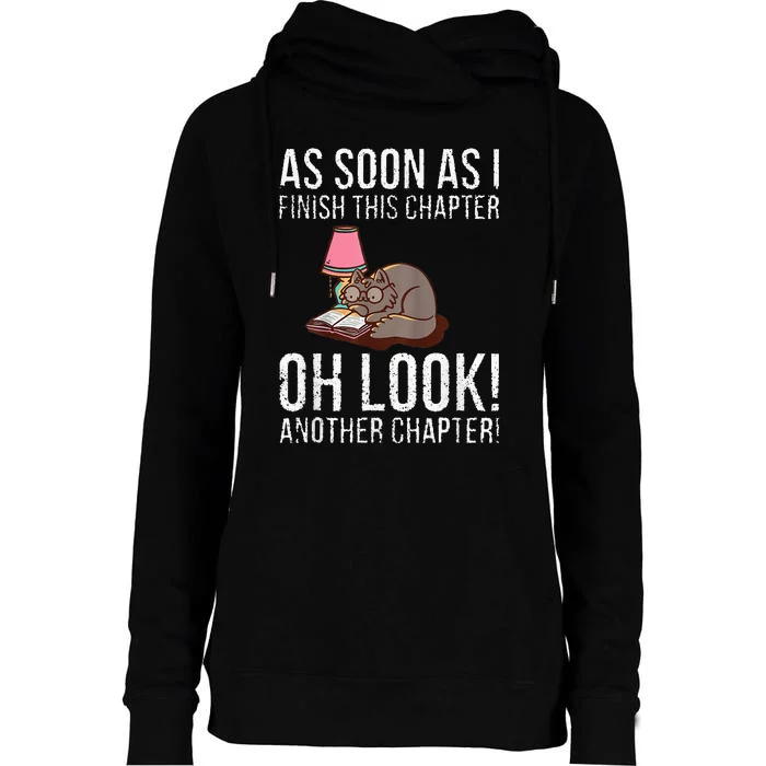 Just One More Chapter Cat 2024 Womens Funnel Neck Pullover Hood