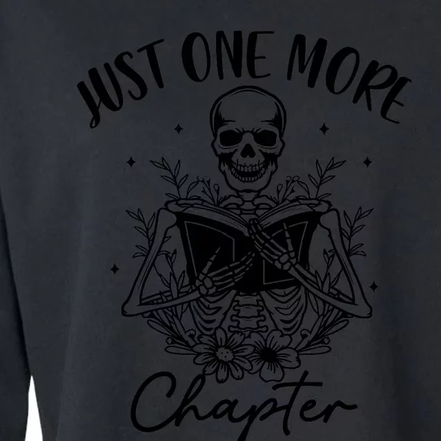 Just One More Chapter Skeleton Reading Book Lover Bookish Cropped Pullover Crew