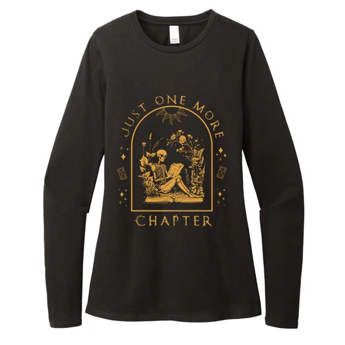 Just One More Chapter Vintage Skeleton Reading Book Reader Womens CVC Long Sleeve Shirt