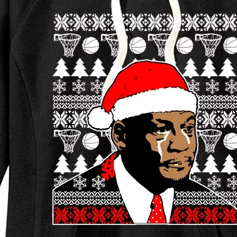 Jordan Crying Meme Ugly Christmas Sweater Design Women's Fleece Hoodie