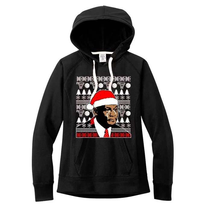 Jordan Crying Meme Ugly Christmas Sweater Design Women's Fleece Hoodie