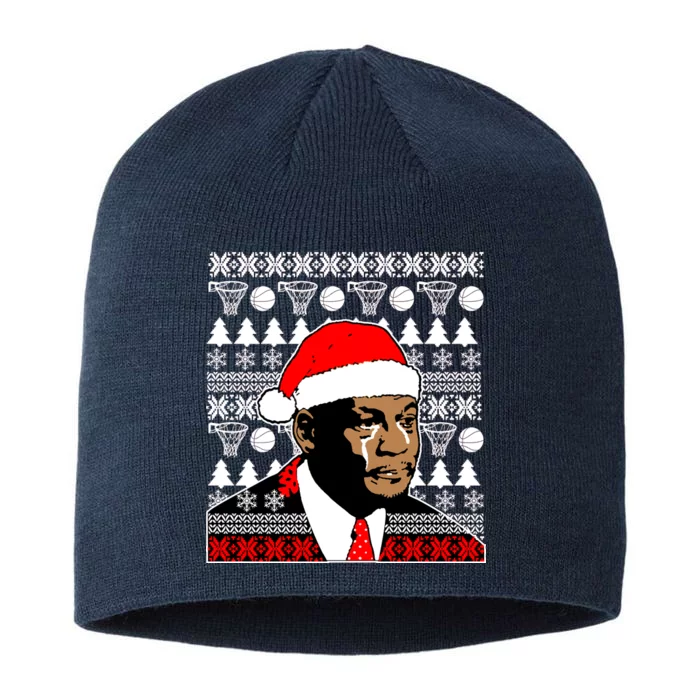 Jordan Crying Meme Ugly Christmas Sweater Design 8 1/2in Sustainable Knit Beanie