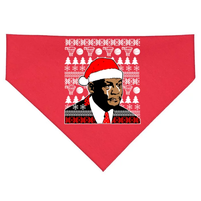 Jordan Crying Meme Ugly Christmas Sweater Design USA-Made Doggie Bandana