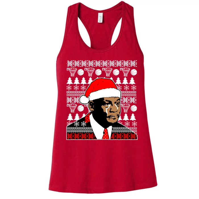 Jordan Crying Meme Ugly Christmas Sweater Design Women's Racerback Tank