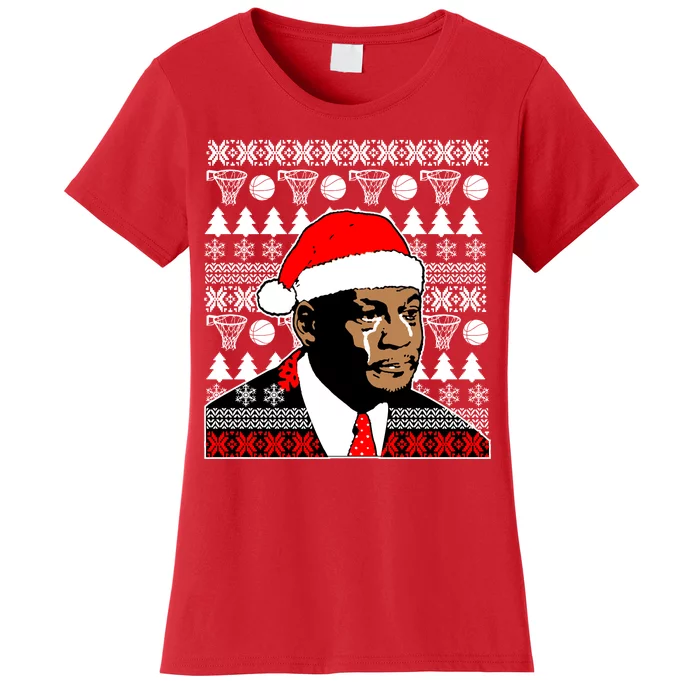 Jordan Crying Meme Ugly Christmas Sweater Design Women's T-Shirt