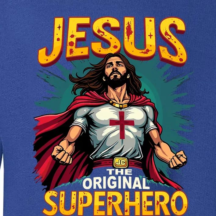 Jesus Original Superhero Comic Style Funny Christian Toddler Sweatshirt