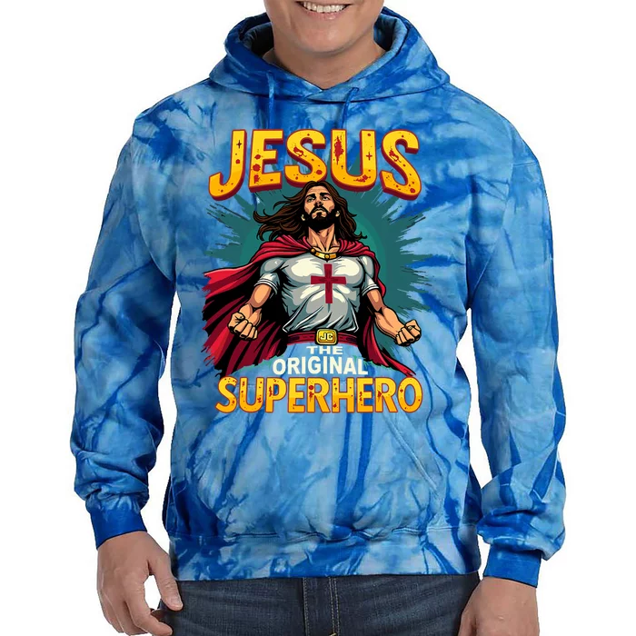 Jesus Original Superhero Comic Style Funny Christian Tie Dye Hoodie