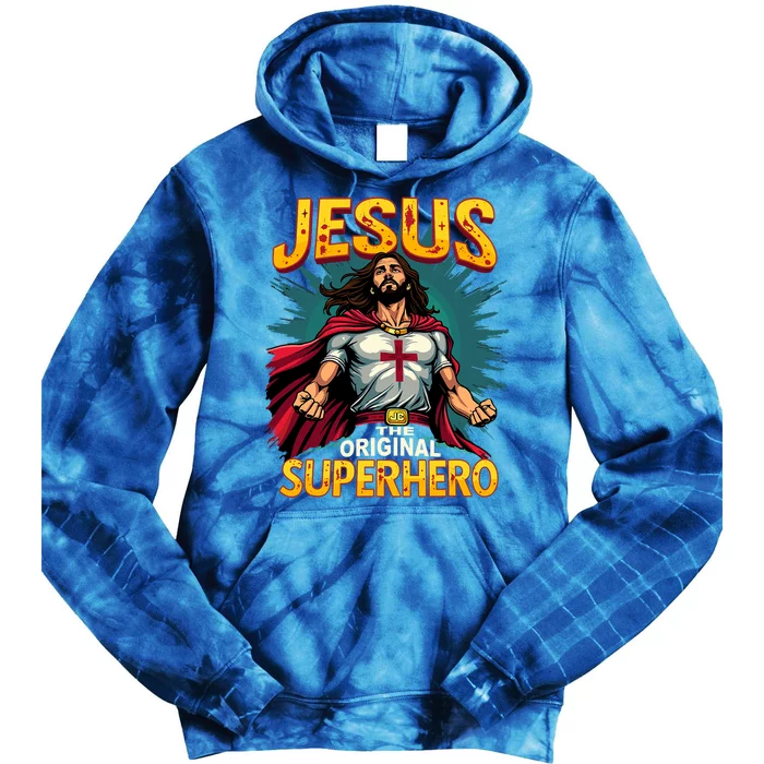 Jesus Original Superhero Comic Style Funny Christian Tie Dye Hoodie