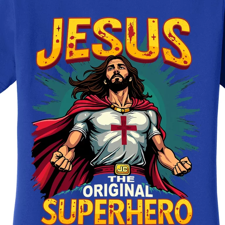 Jesus Original Superhero Comic Style Funny Christian Women's T-Shirt