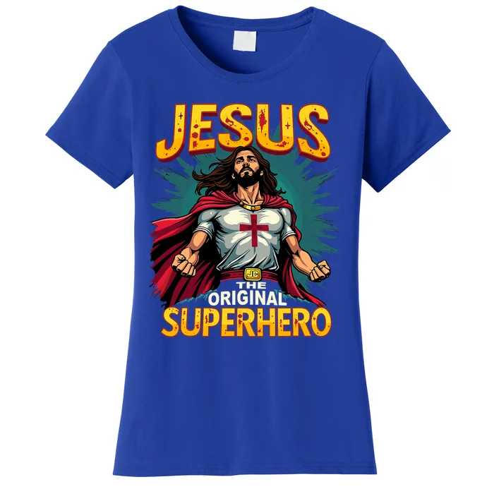 Jesus Original Superhero Comic Style Funny Christian Women's T-Shirt