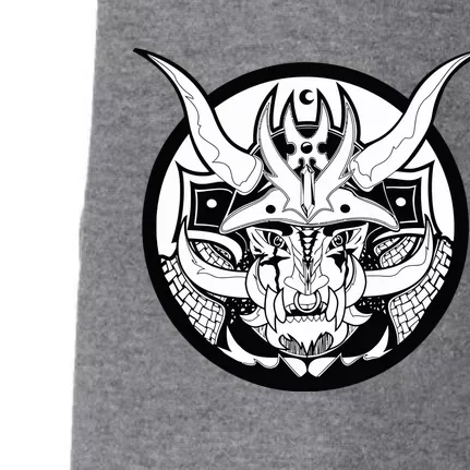 Japanesestyle Oni Samurai Creature With Helmet And Moon Doggie 3-End Fleece Hoodie